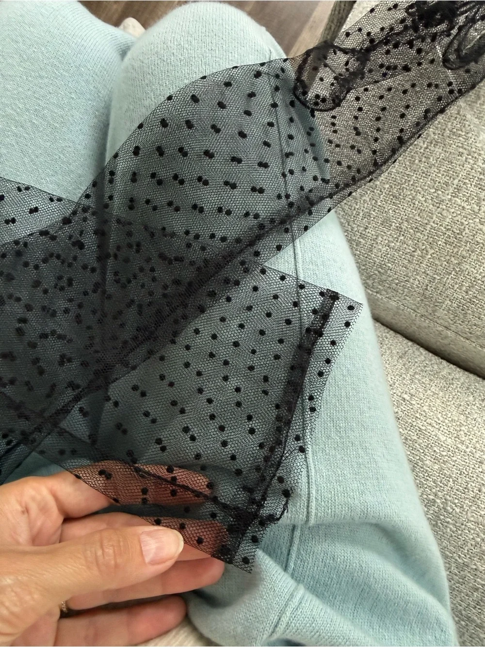 Black Polka-Dot Sheer Mesh Opera Gloves